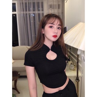 ÁO THUN CROTOP KHOÉT NGỰC CỔ TÀU (Kèm hình thật)