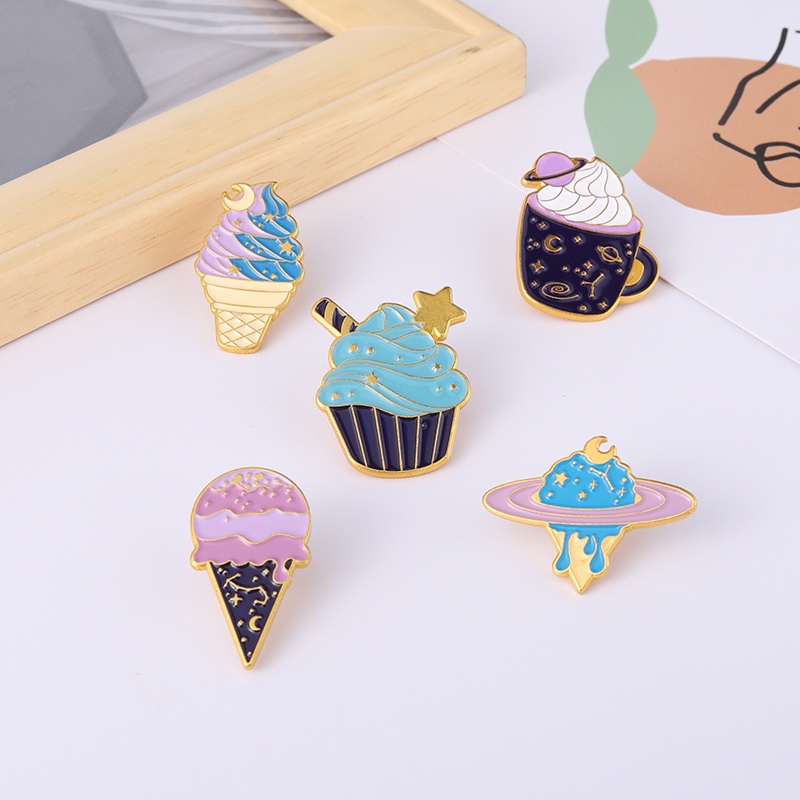 Huy hiệu cài áo QIHE JEWELRY hình cây kem dễ thương