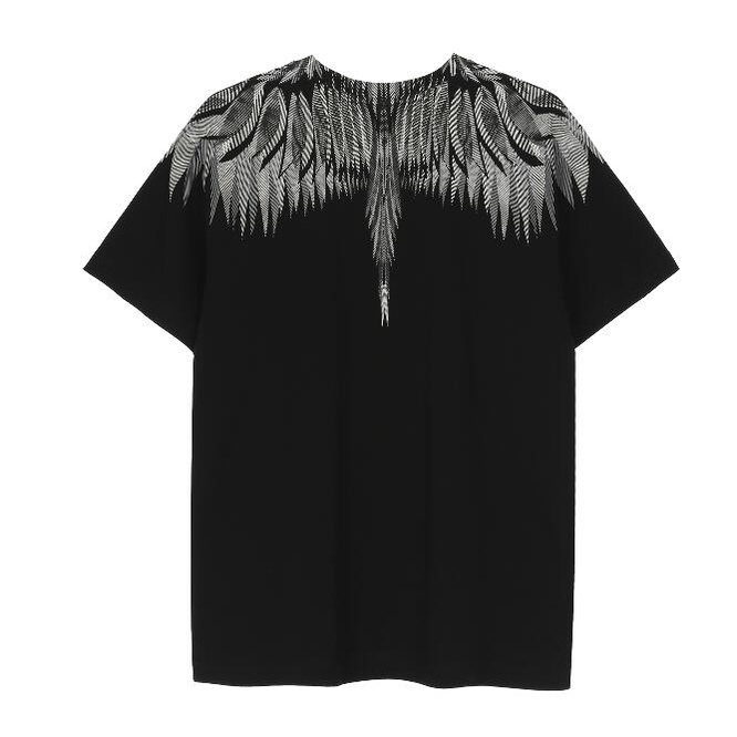Áo Thun Đen Tay Ngắn In Hình Đôi Cánh Cá Tính Hợp Thời Trang