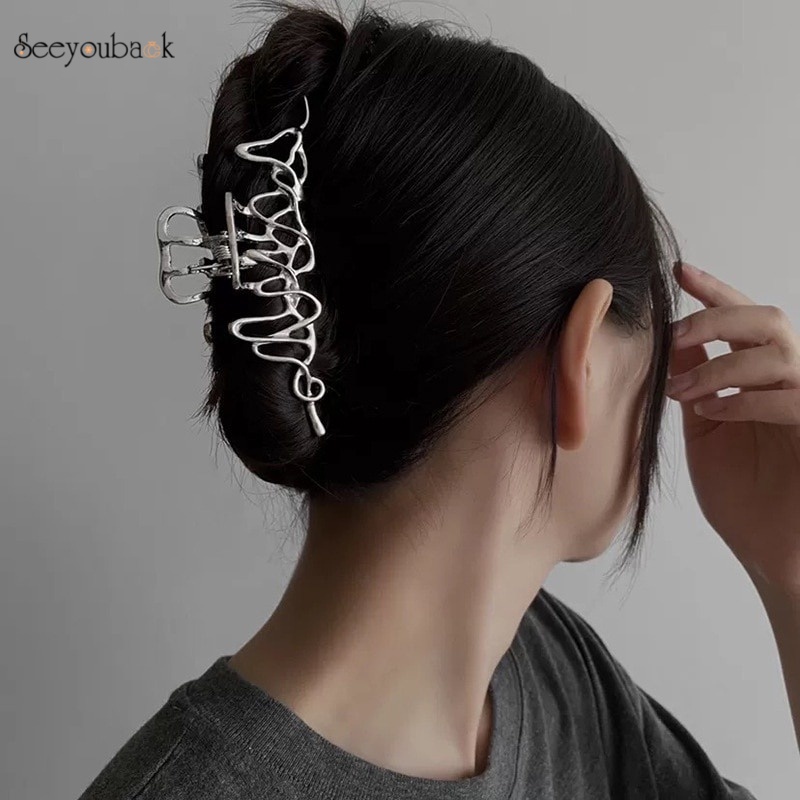 Kẹp tóc kim loại hình dạng chất lỏng thiết kế độc đáo cá tính cho nữ