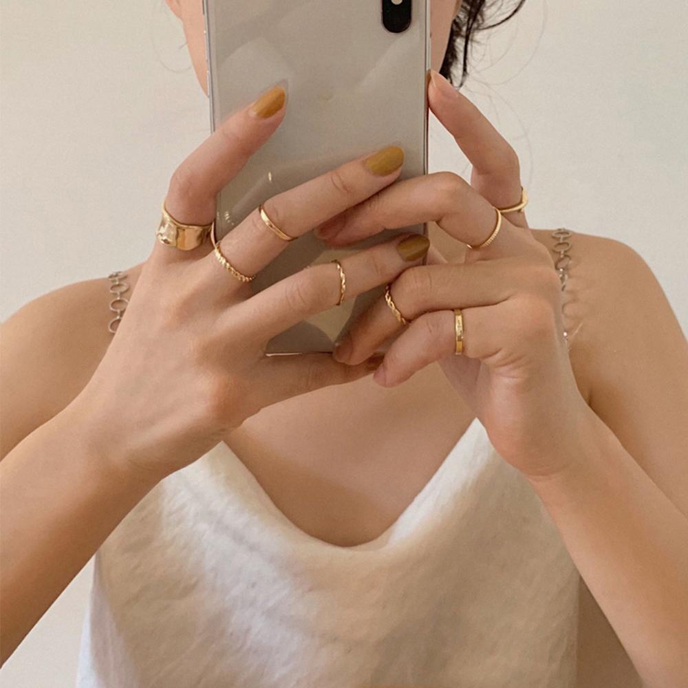 Bộ Nhẫn Đeo Đuôi Ngựa Bằng Kim Loại Đơn Giản Cá Tính Cho Nữ