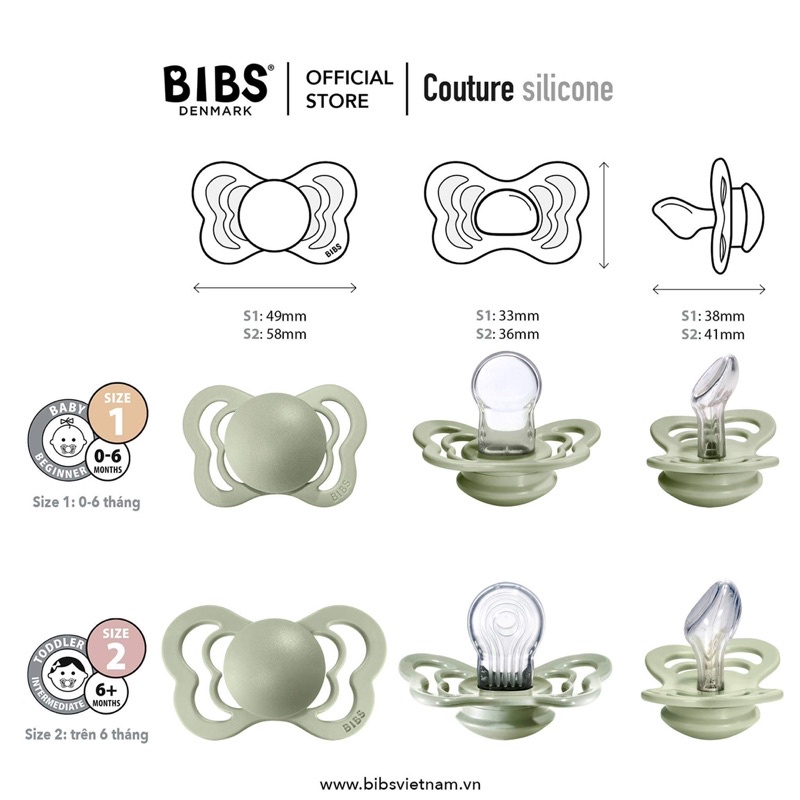 Ti Giả BIBS / Ti Ngậm BIBS Couture Đan Mạch Chính Hãng Cho Bé [Tặng Kèm Hộp Đựng]