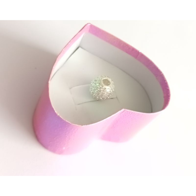 Mặt dây chuyền bạc 925  hạt châu ống luồn đính đá pha lê trắng