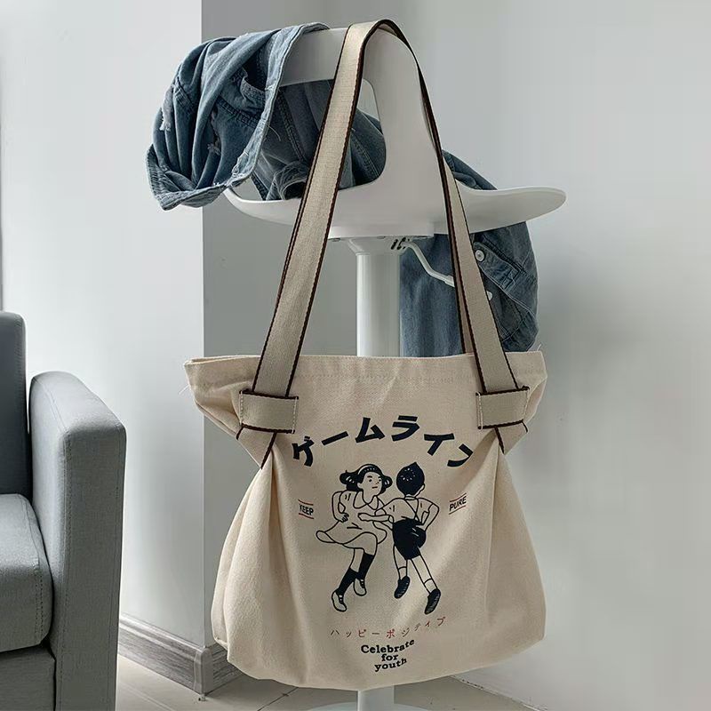Túi Xách Canvas Cỡ Lớn Thiết Kế Đơn Giản Phong Cách Retro Nhật Bản