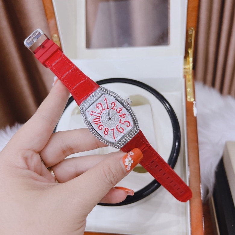 Đồng Hồ Nữ Frank Muler Mặt Đính Hột Dây Cao Su Non Cực Xinh