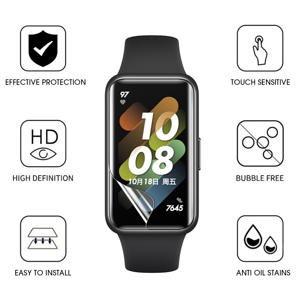 1 Miếng Dán Màn Hình HD Viền Cong 3D Bằng Hydrogel TPU Dẻo Chống Trầy Cho Huawei Band 7