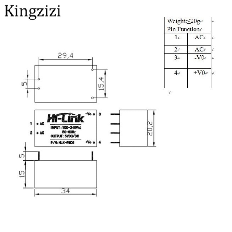Mô Đun Hạ Áp Hlk-Pm01 Ac-Dc 220v Sang 5v