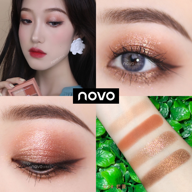 Bảng phấn mắt NOVO 4 ô màu nhũ lấp lánh