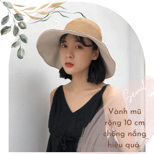 Mũ vành rộng 2 mặt cao cấp vành rộng 10 cm chống nắng hiệu quả, nón vành tròn đi biển du lịch cao cấp mùa hè