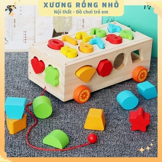 Xe Kéo Thả Số Và Hình Khối - Đồ chơi Gỗ Thông Minh Cho Bé – Xương Rồng Nhỏ