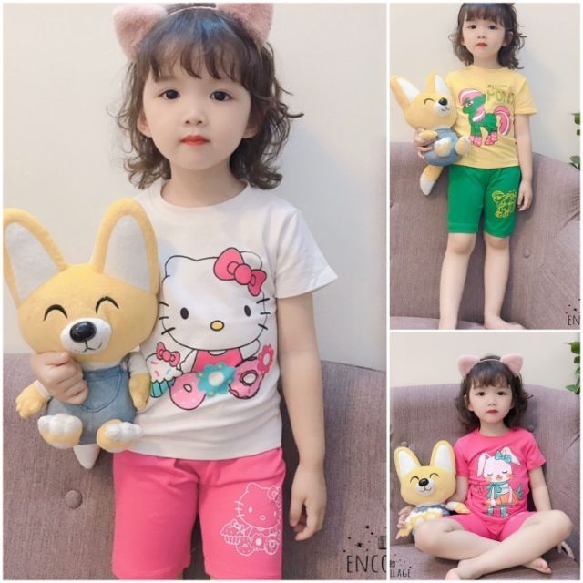 Bộ cotton bé gái cực xinh