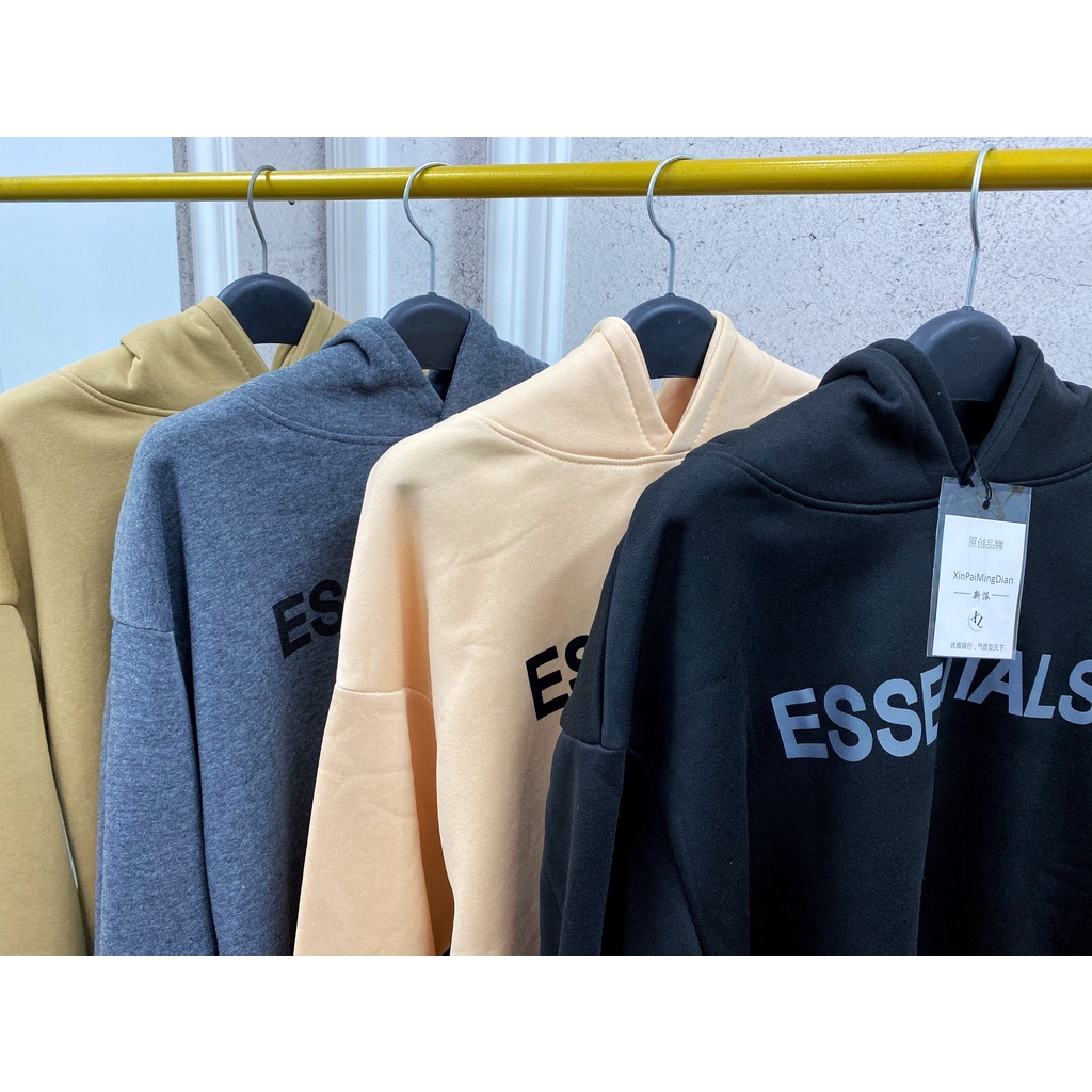 Áo nỉ hoodie Essentials , Áo nỉ bông unisex nam nữ Essentials Đủ 5 Màu dày dặn basic