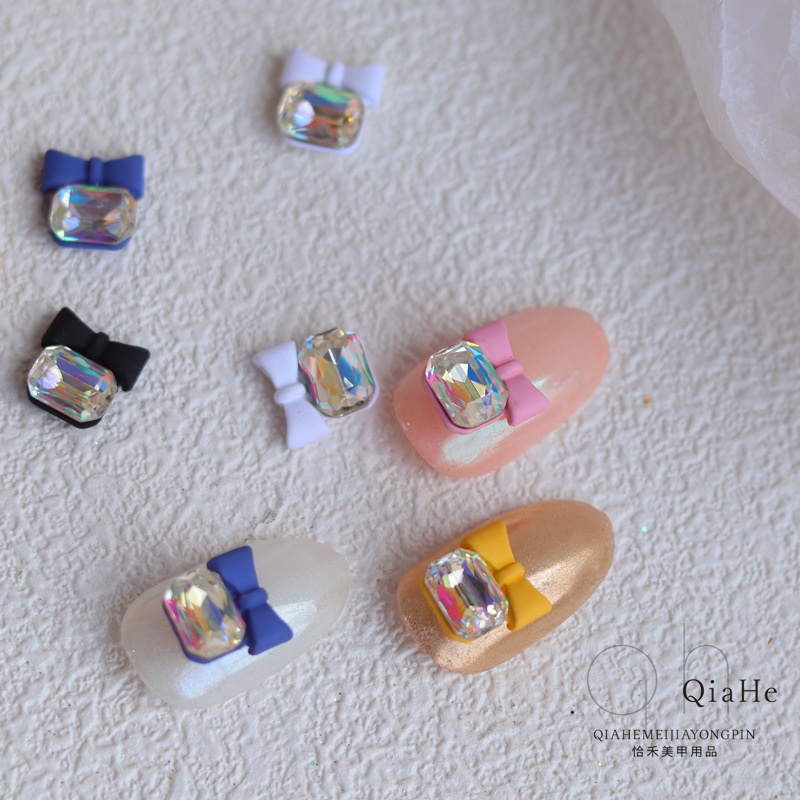 1 Cái Charm Nail Nơ Đính Đá Vuông Lớn - Vani Store [KIRA0101]