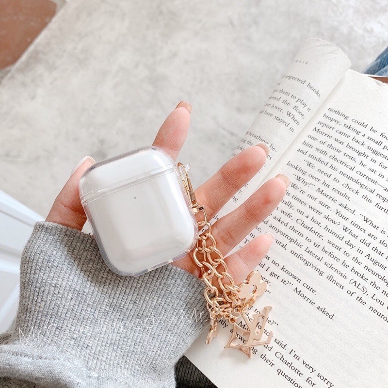 Case Airpods 1/2 Pro Vỏ Ốp Đựng Tai Nghe Trong dẻo Kèm Móc Khoá Vàng Xinh - Mr.Case