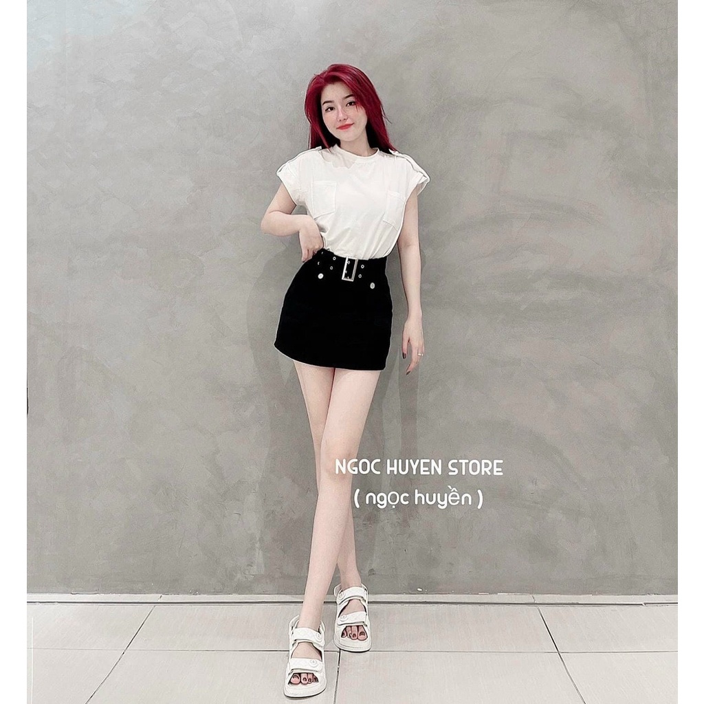 chân váy kaki jean kèm dây nịt như hình