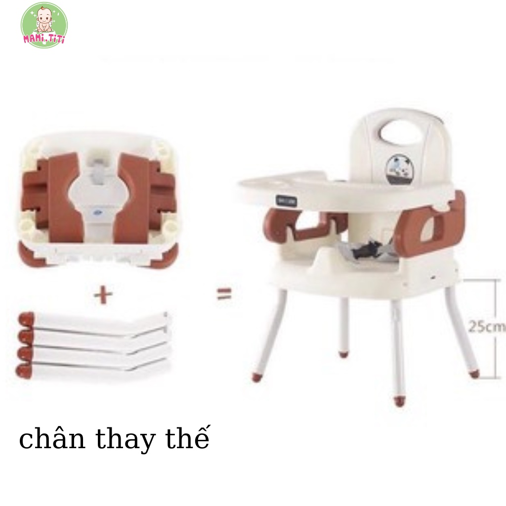[ Tặng Kèm Yếm lilon/ Thìa Báo Nóng ] Ghế Ăn Dặm Cho Bé Gấp Gọn Kèm Chân Sắt 3 Chế Độ Điều Chỉnh Cao Thấp