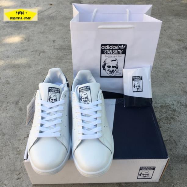 Sales (FULL BOX) Giày thể thao STAN SMITH trắng gót xanh than ✔️ 2020 💎 [ Real ] . *