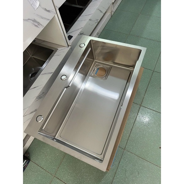 Chậu rửa chén 1 hố kích thước 78x45cm inox bóng mờ