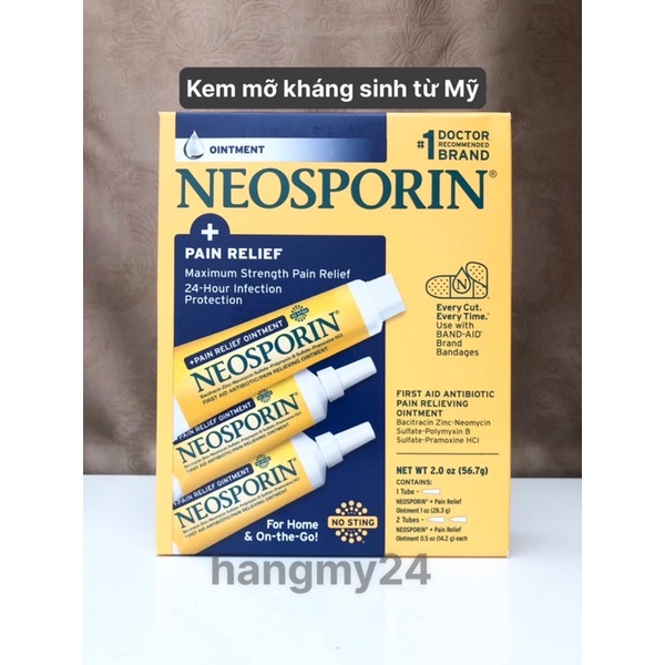 Kem mỡ hỗ trợ làm lành vết thương  Neosporin First Aid Maximum Strength Ointment của Mỹ,