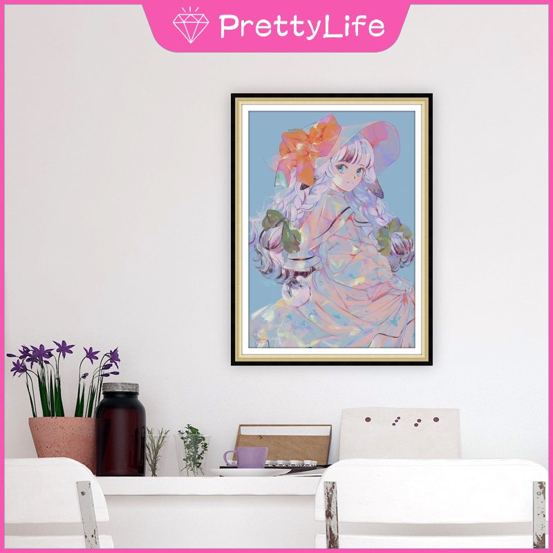 Bộ Tranh Đính Đá 5D Tự Làm 30x40cm/40x50cm Hình Cô Gái Hoạt Hình Trang Trí Nhà Cửa