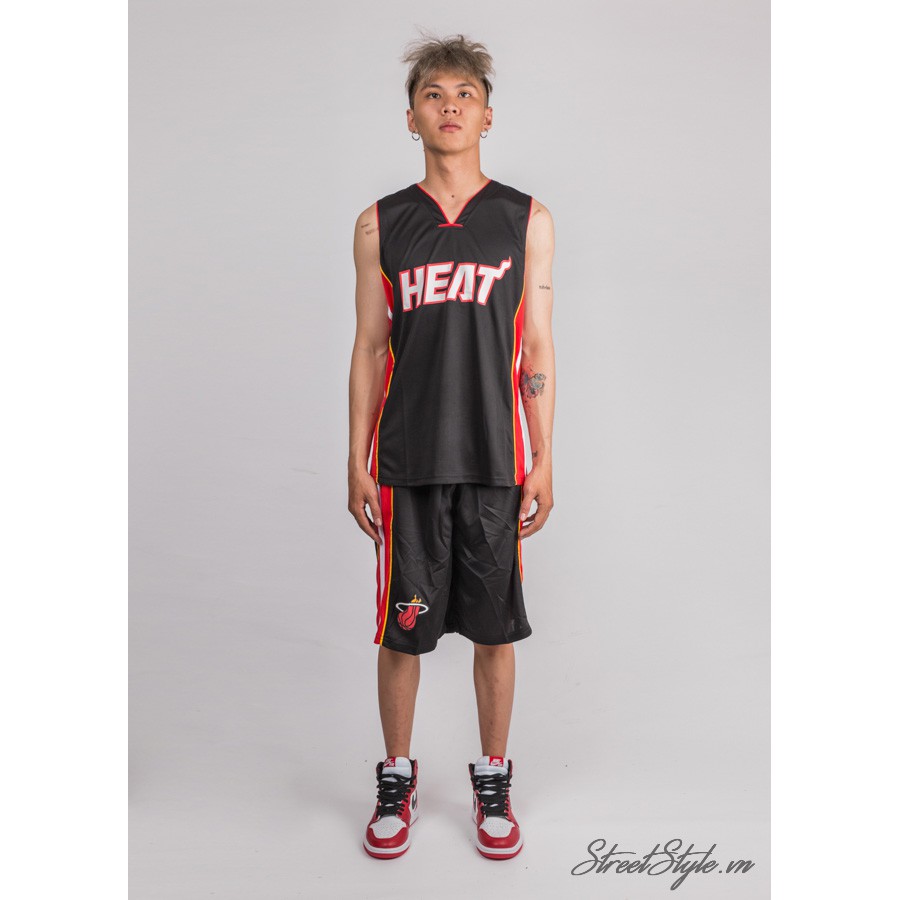 Bộ Bóng Rổ Miami Heat Đen