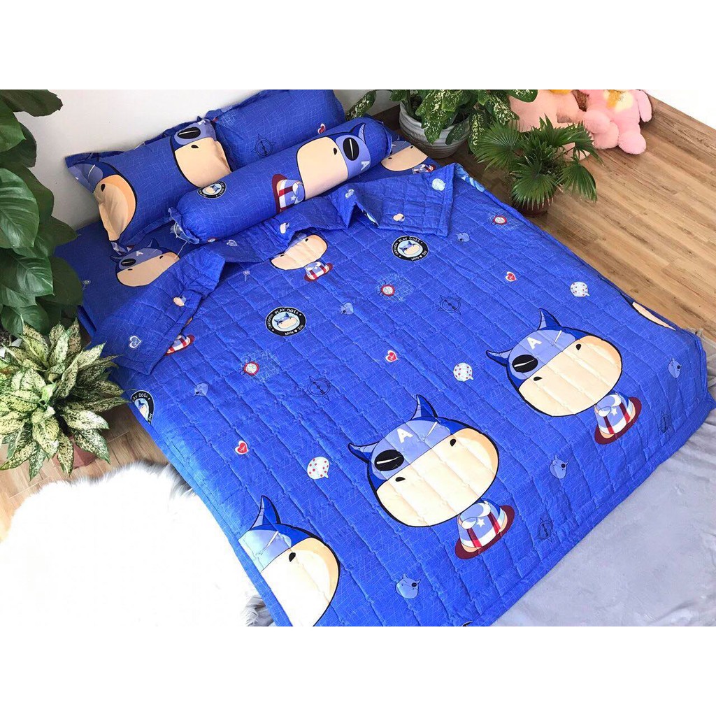 Sét Chăn Ga Gối 5 Món Cotton Poly Emmidecor Mẫu Siêu Anh Hùng