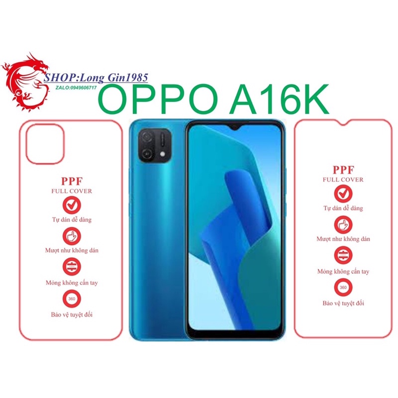 Oppo A1k miếng dán trong Ppf mặt sau và mặt trước