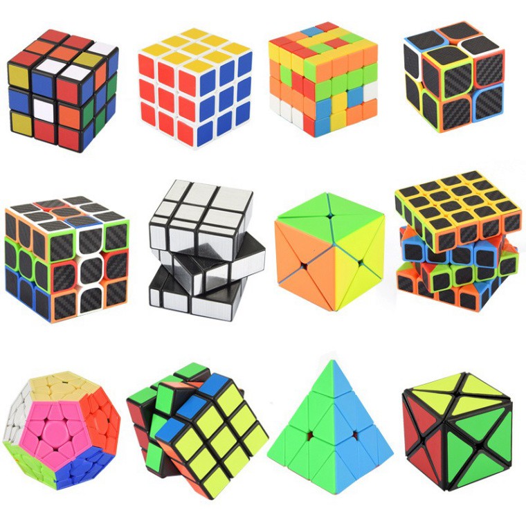 Bộ Sưu Tập Khối Rubik Carbon MoYu Meilong 2x2 3x3 4x4 5x5 Tam Giác 12 Mặt Skewb Square-1 SQ-1 Megaminx Pyranminx Cube đê