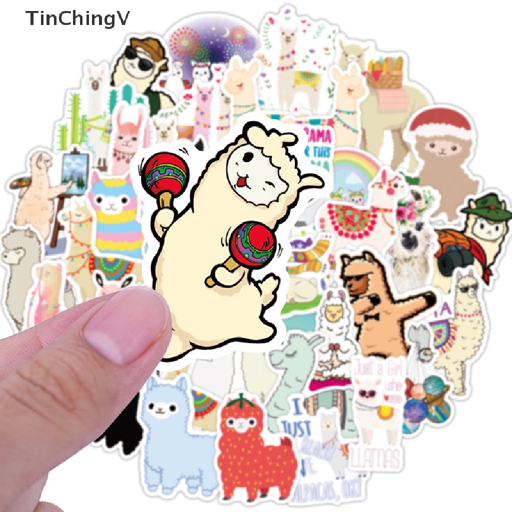 Bộ 50 Miếng Dán Hình Lạc Đà Alpaca Hoạt Hình Dễ Thương