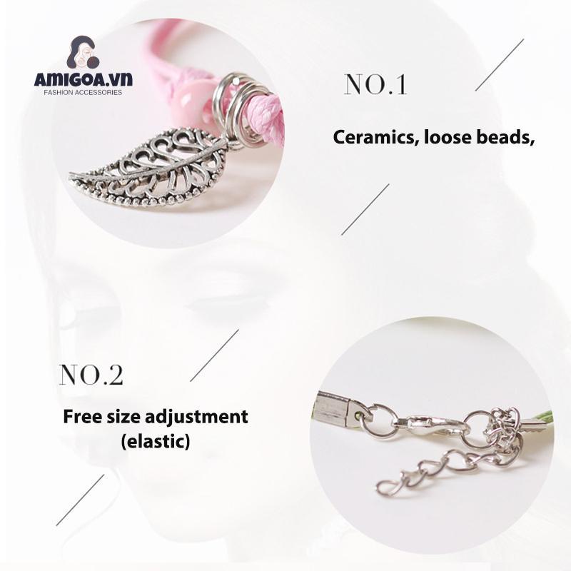 ✨✨Vòng đeo tay bằng dây bện phối hạt gốm có thể điều chỉnh