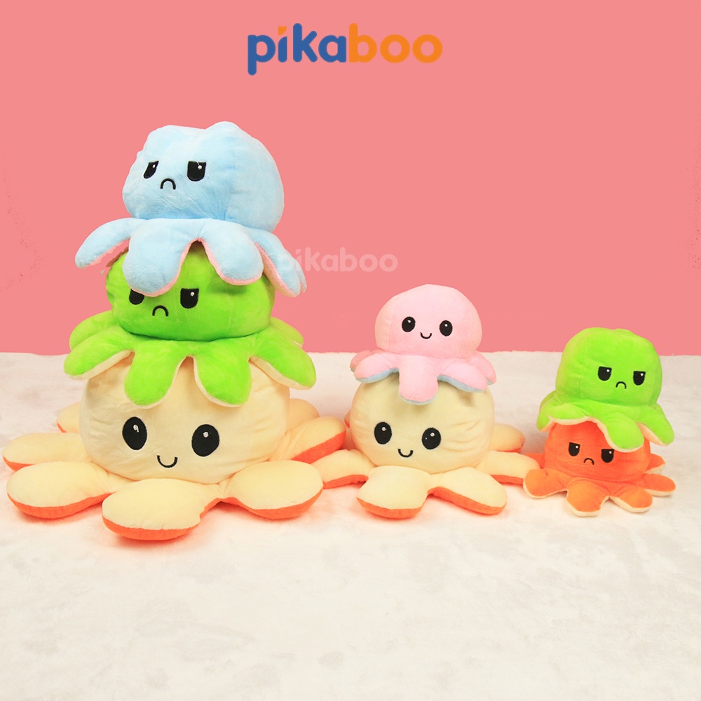 (Summer Sale 50%) Bạch tuộc cảm xúc bông cao cấp Pikaboo, vải cotton nhung mềm mịn co dãn, nhồi bông 3D tinh khiết