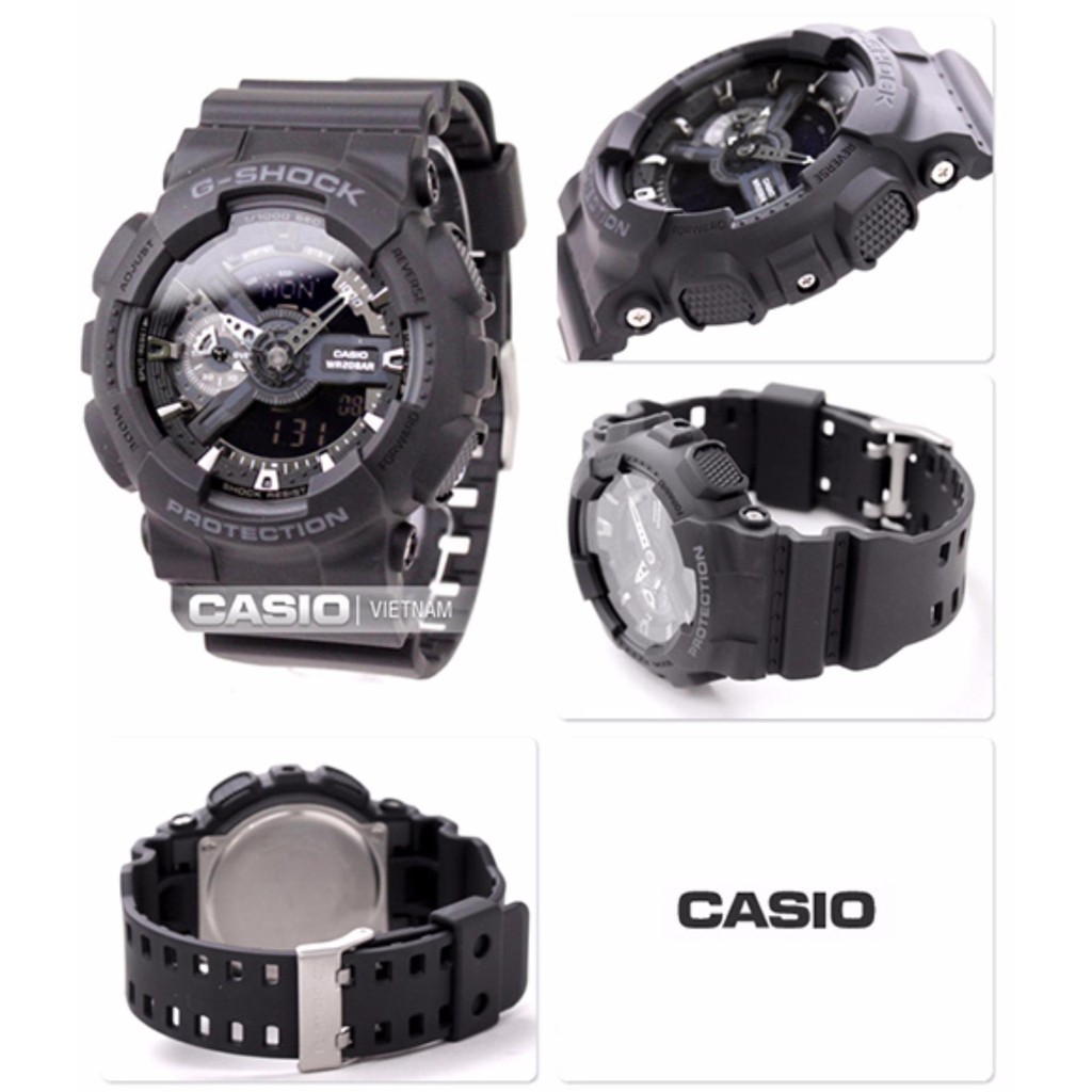 Đồng hồ nam dây nhựa G-SHOCK chính hãng Casio Anh Khuê GA-110-1BDR