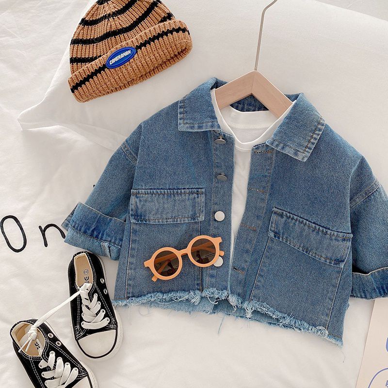 Áo Khoắc Jeans Rua Gấu Cho Bé Từ 10kg Đến 27kg