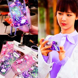 Ốp điện thoại họa tiết kim tuyến lỏng kèm dây đeo dành cho Xiaomi Redmi  9A 9C 9  8 8A note 9s 9promax 9 8 8pro