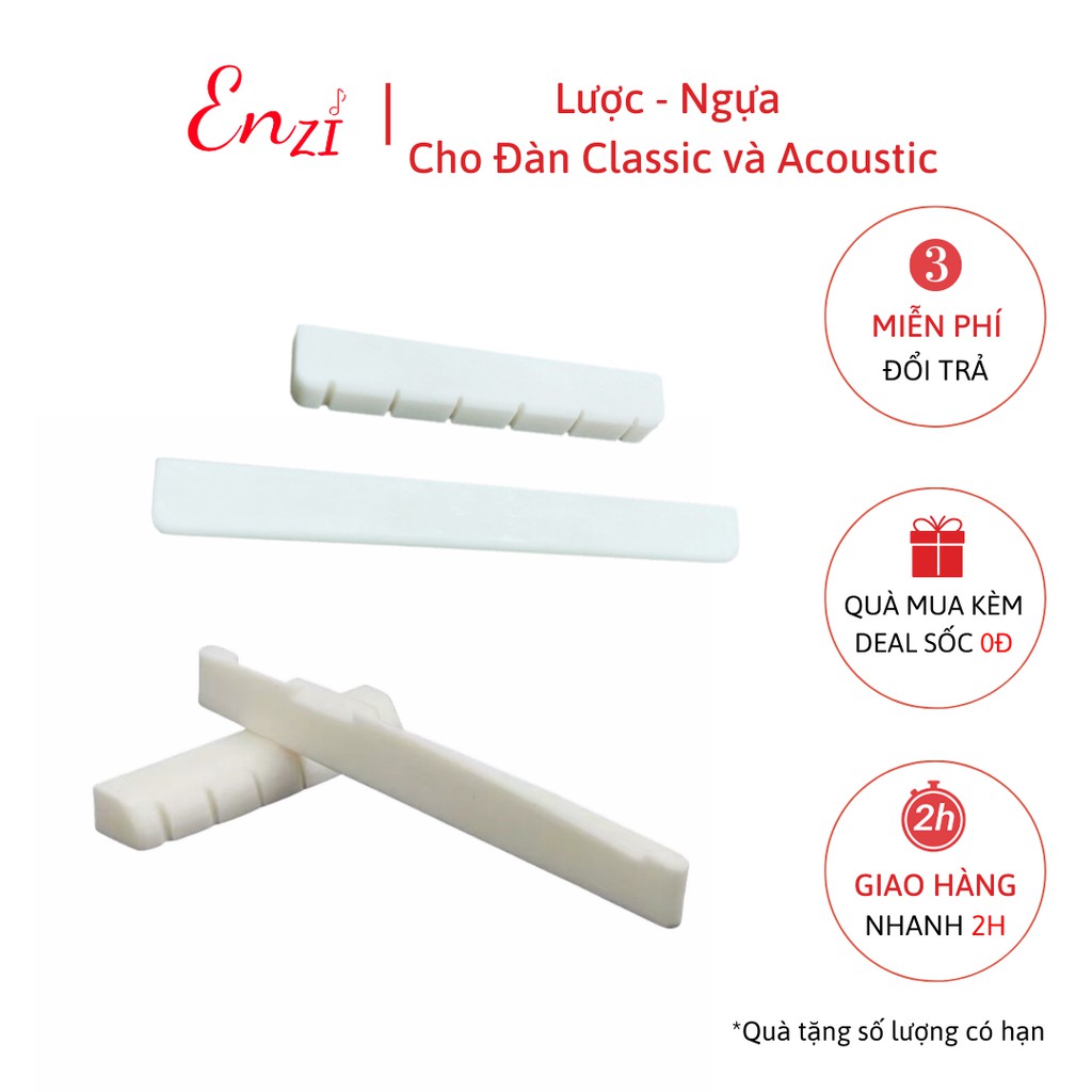 Lược và Ngựa đàn guitar acoustic, classic chất liệu nhựa và xương bò Enzi