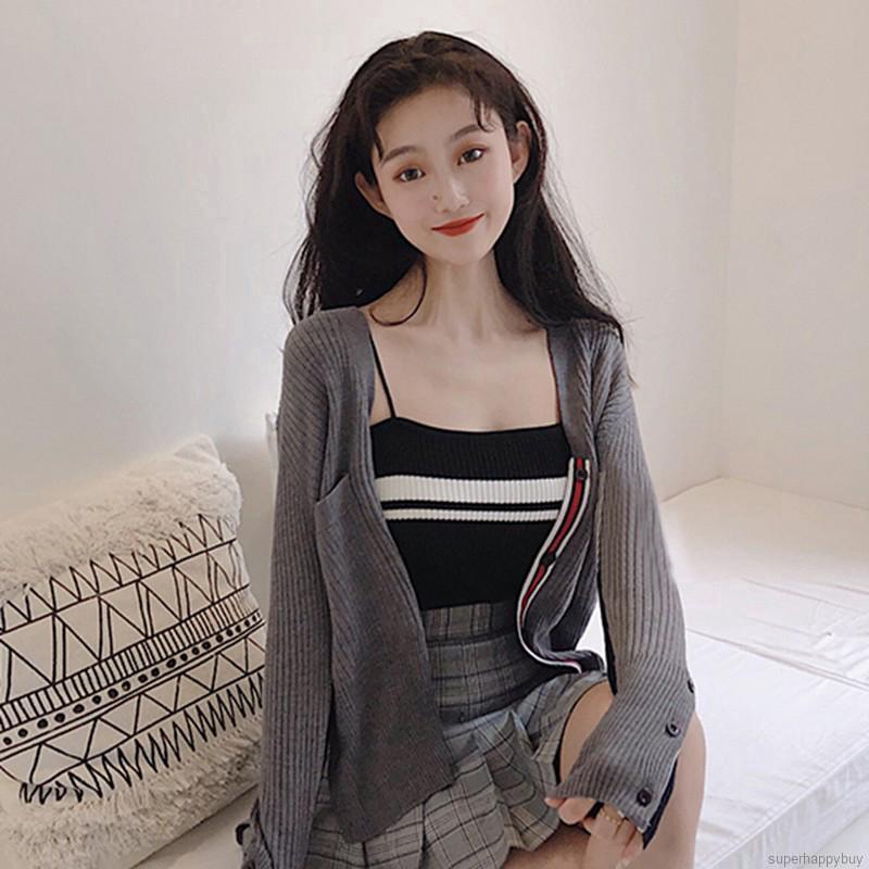 Áo Tank Top Dệt Kim Hoạ Tiết Kẻ Sọc Thiết Kế Quyến Rũ | BigBuy360 - bigbuy360.vn