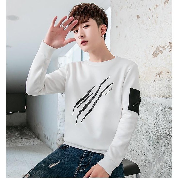 Áo thun dài tay nam cổ tròn chất vải cotton xịn in 3 gạch năng động