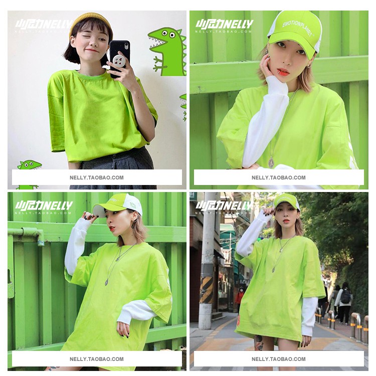 Áo thun trơn xanh neon Nelly unisex