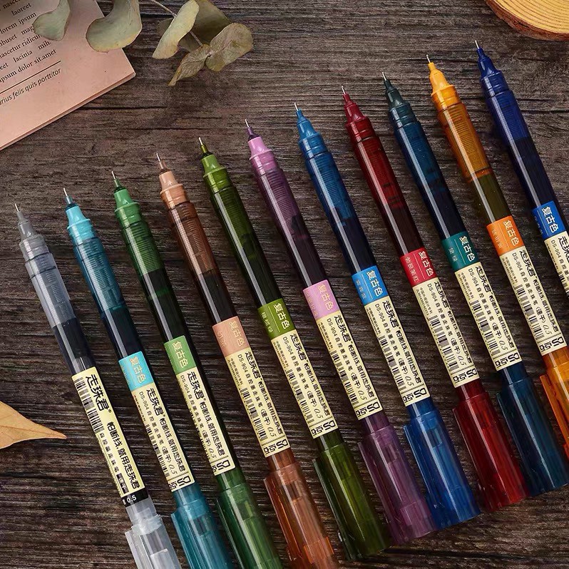 Bút mực nước DS vintage,set 5 cây,0.5mm,nhiều màu,hàng có sẵn