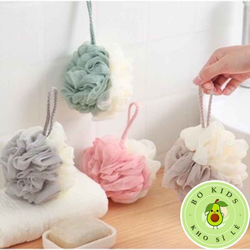 Bông Tắm Tròn Cao Cấp 2 Màu - Siêu Tạo Bọt Kì Cọ Tẩy Da Chết(.....K6H1O3....)