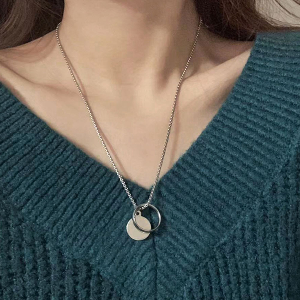 Dây chuyền kim loại thiết kế mặt tròn trẻ trung cá tính dành cho unisex Yanqueens Đồ trang sức Quà tặng