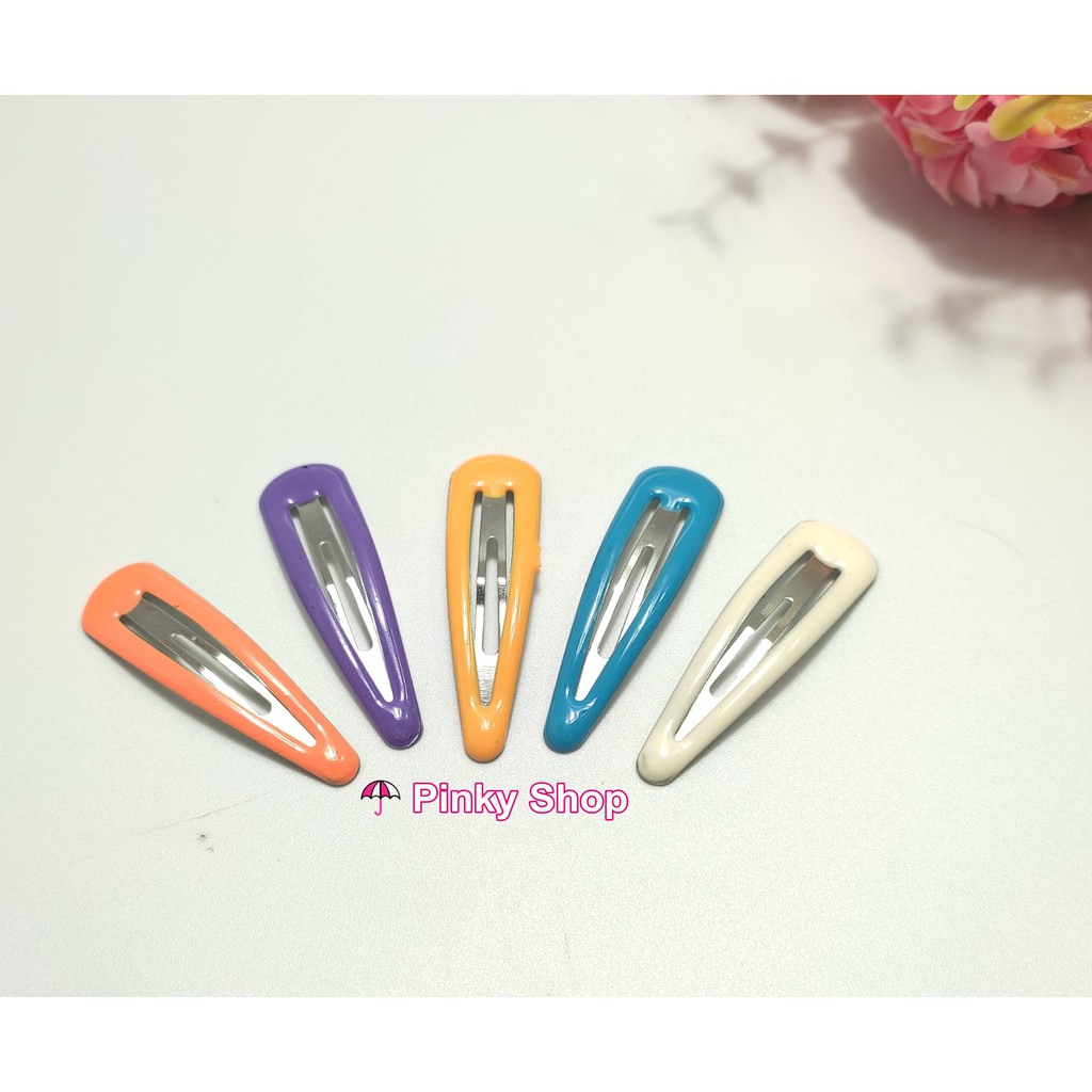 Kẹp tóc mái trơn, kẹp tóc bấm kim loại nhiều màu dễ thương Pinky Shop mã KTB01