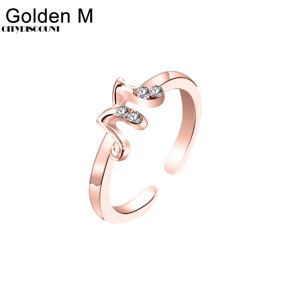 Nhẫn Hở Khắc Chữ A Đến Z Đính Đá Thời Trang