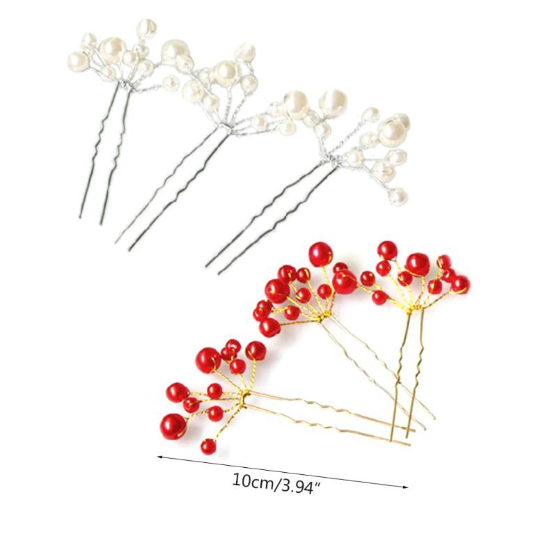 Ghim cài tóc bằng hợp kim hình quả cherry đính ngọc trai giả xinh xắn cho nữ