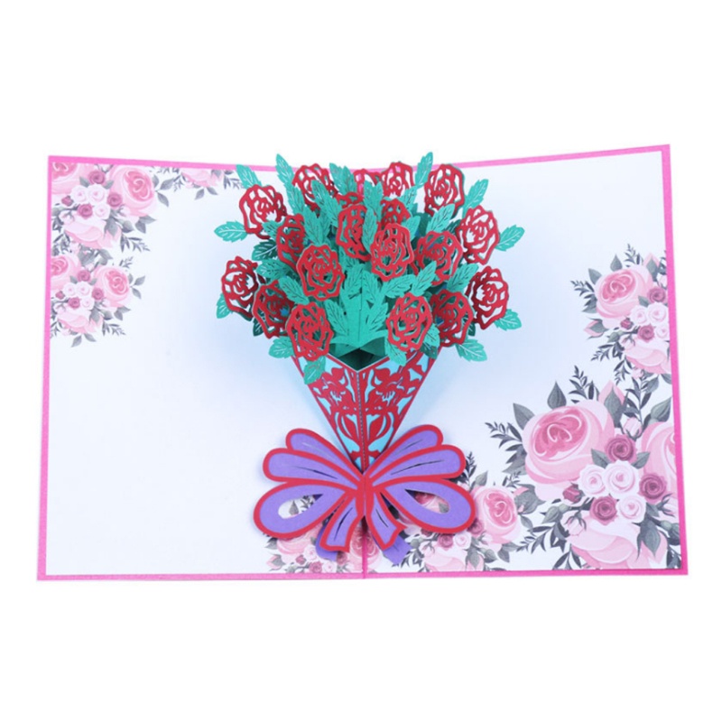 Thiệp Giáng Sinh / Sinh Nhật / Năm Mới Hình Hoa Hồng 3D