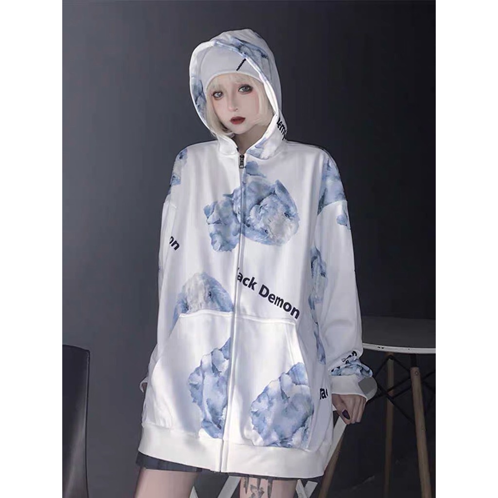 Áo khoác nỉ cardigan unisex form rộng In Toàn Thân Black Demon nam nữ ulzzang Wind | BigBuy360 - bigbuy360.vn