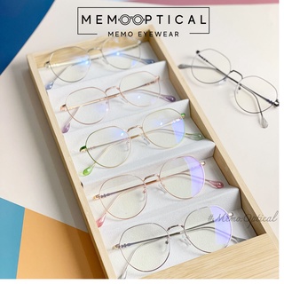 Gọng kính cận kim loại nữ Memo Optical thiết kế dáng tròn thanh mảnh màu sắc thời trang KL195