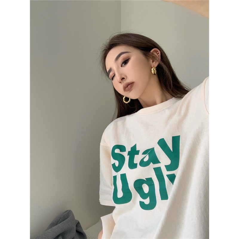 NUZIRO Áo Thun Ngắn Tay Cổ Tròn Thời Trang Hàn Quốc Cho Nữ