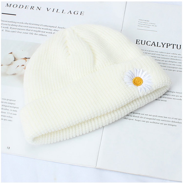 Mũ Beanie len Hoa Cúc GD - Nón Len Cúc Họa Mi GDragon phong cách - L05