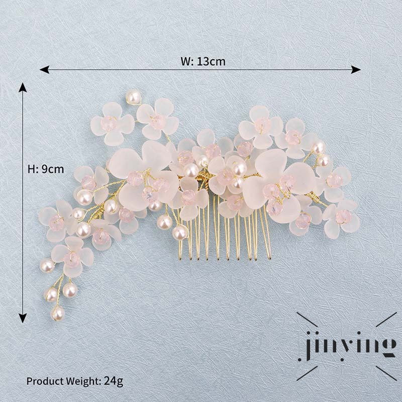 GETNOIVAS Lược cài tóc hợp kim đính hoa giả thanh lịch phong cách Hàn Quốc cho cô dâu